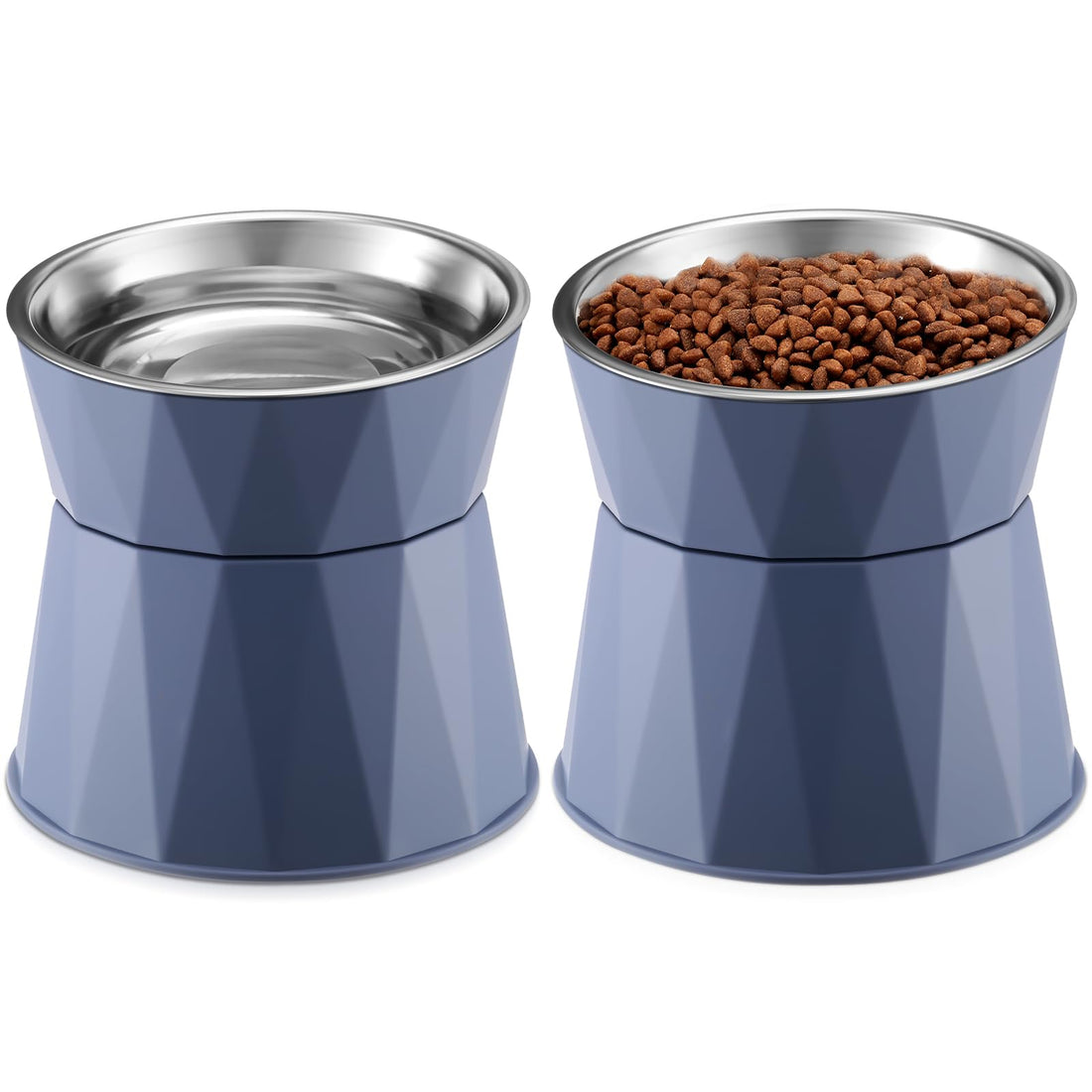 Lallisa 2 Pcs Elevated Cat Bowls Adjustable Raised Cat Feeder Non