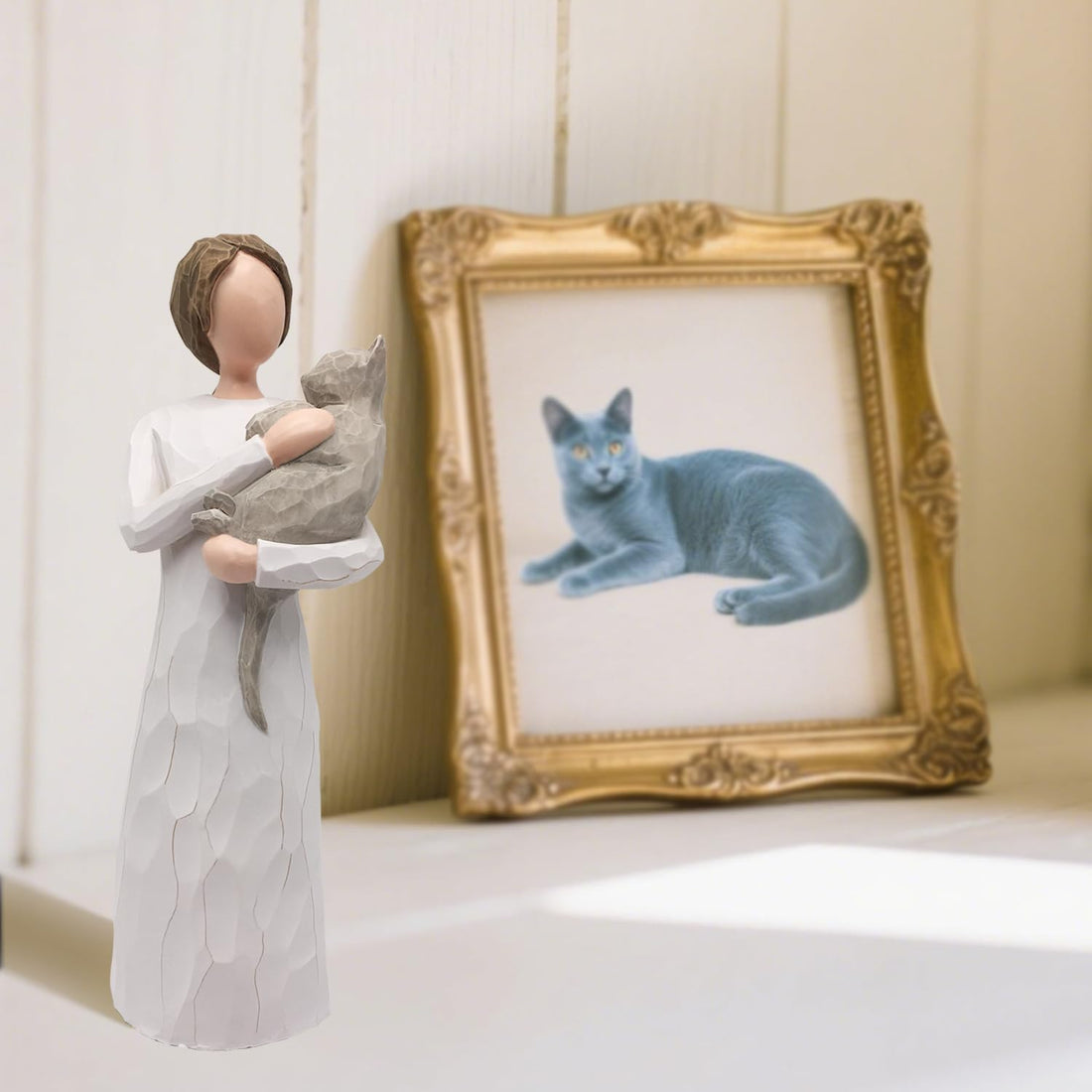 FRUMOASA Cat Angel Figurine 6" Loss of Cat Sympathy Memorial Gift