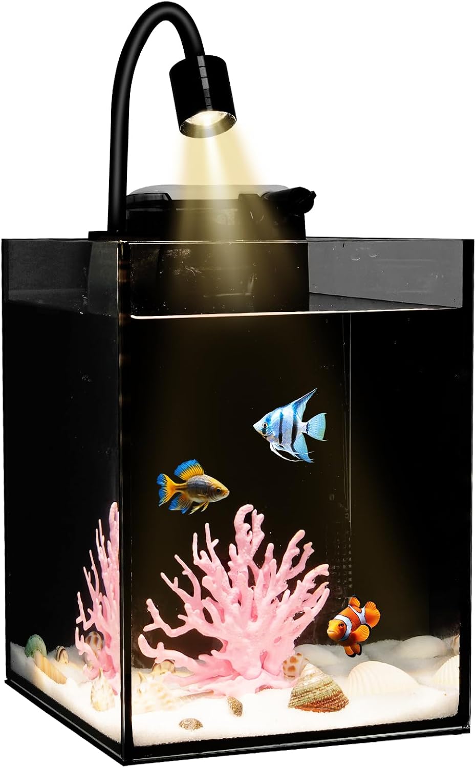 Desktop Aquarium Mini Tank Kit, 1.2 Gallon Rimless Cube with Filter