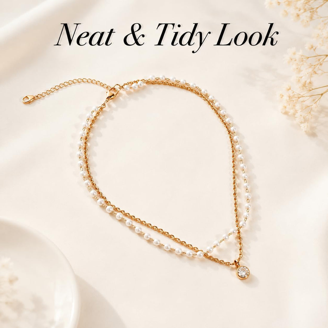 Lovelyshop Double Layer Pearl Pet Necklace