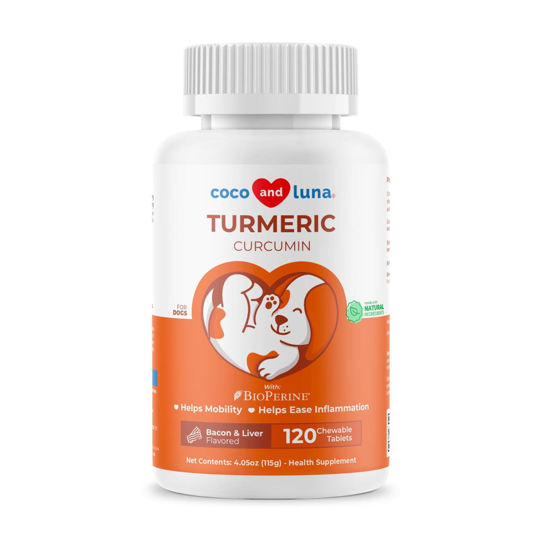 Turmeric for Dogs Anti Inflammatory Pain Relief - 120 Chewable Tablets