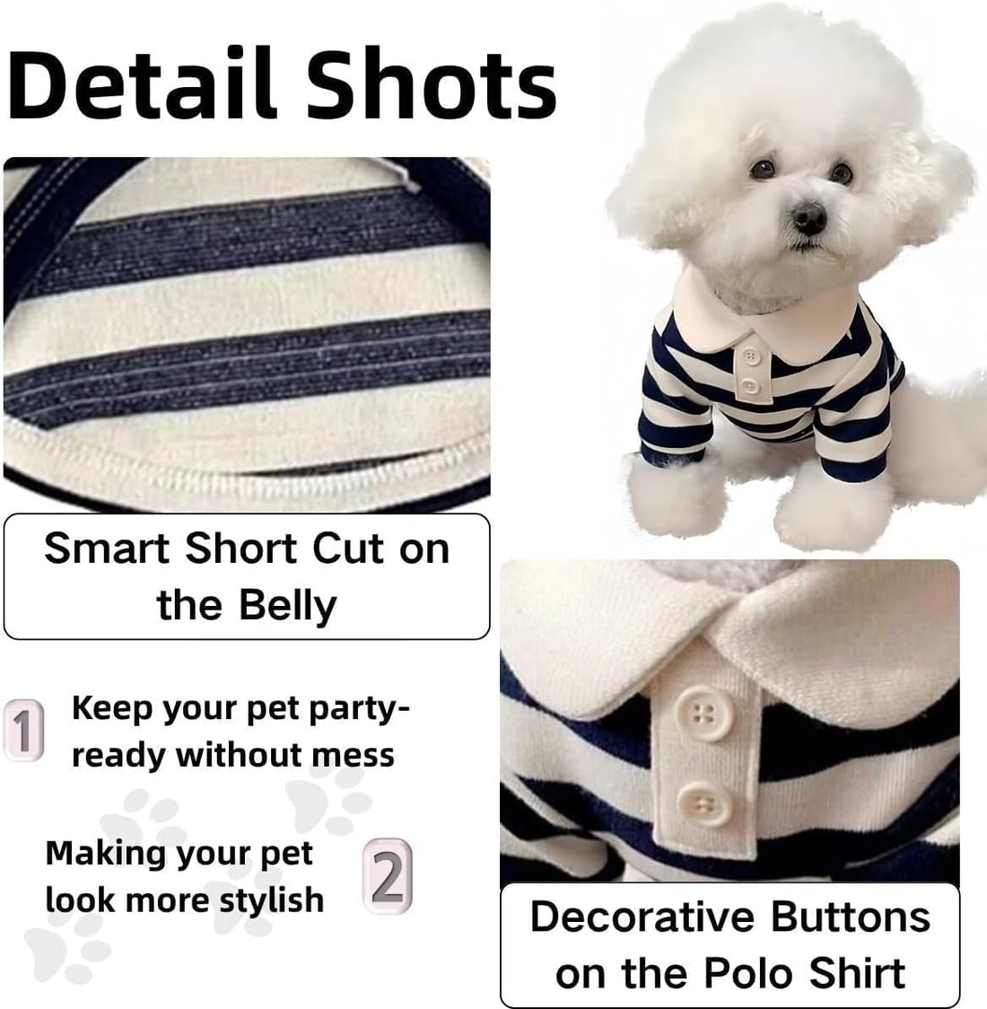 MANON ROSA Dog Clothes, Designer Boy Polo Shirt for Small Medium Dogs