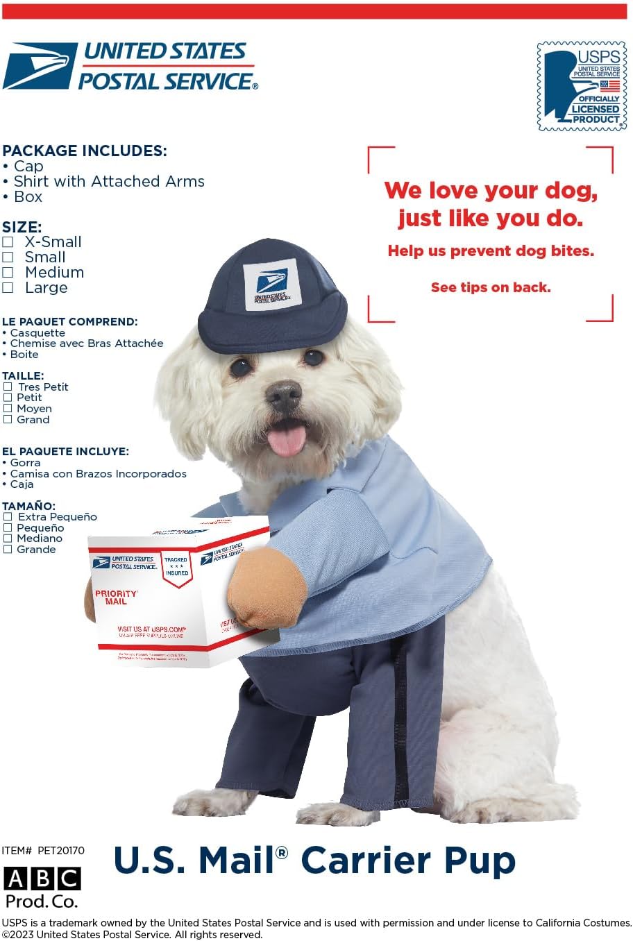 California Costumes Dog Mail Carrier Costume USPS