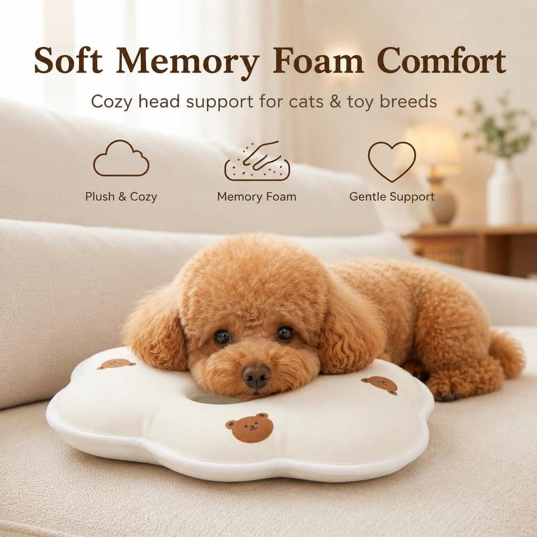Soft Memory Foam Pet Pillow for Small Dogs and Puppies