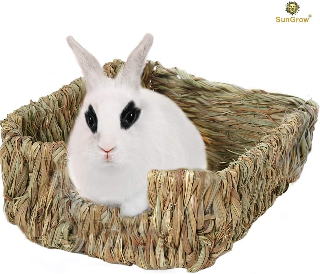 SunGrow Portable Grass Bed for Rabbits, Handmade and Washable Basket
