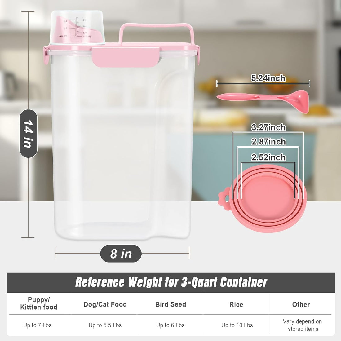 Pet Dog Cat Food Storage Container 5 to 7 lbs with Can Cover