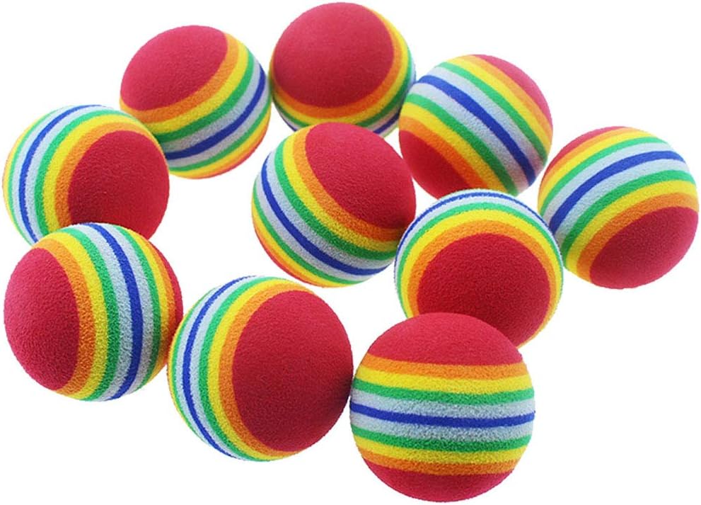 VOVIGGOL 12 Pack 2 Color Rainbow Cat Toy Balls Soft EVA Foam