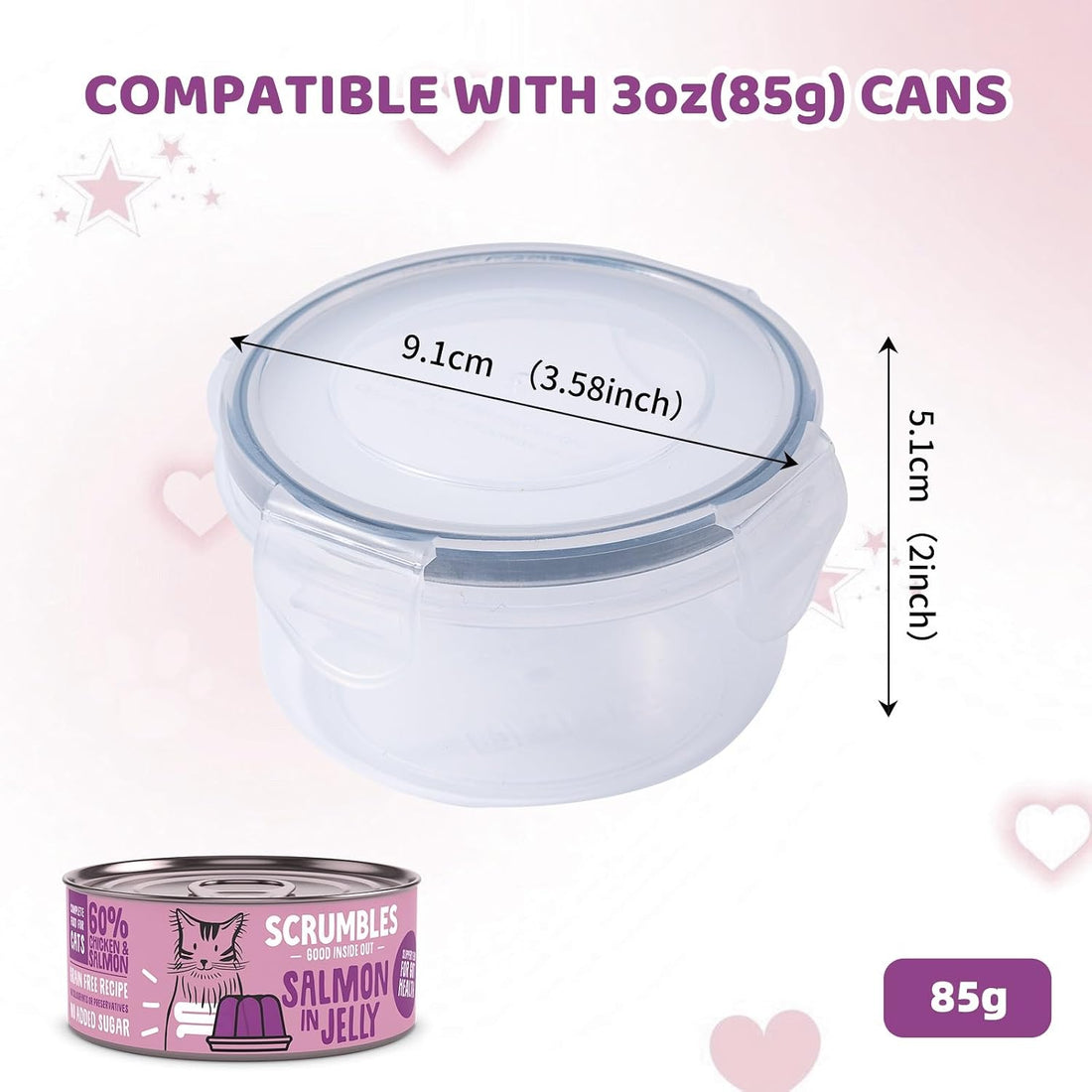 4Pack Cat Can Covers for 3 oz Canned Food Storage Container