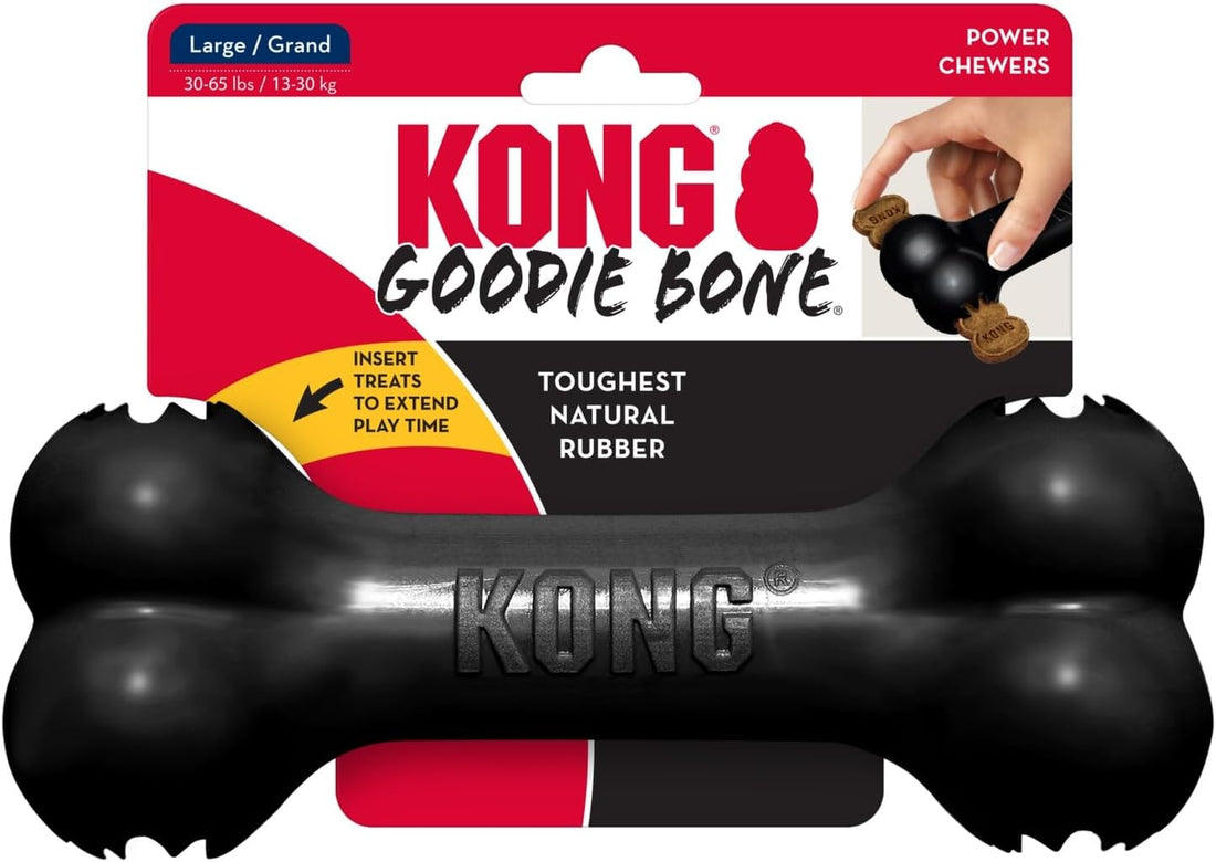 KONG Extreme Goodie Bone, Durable Natural Rubber, Black