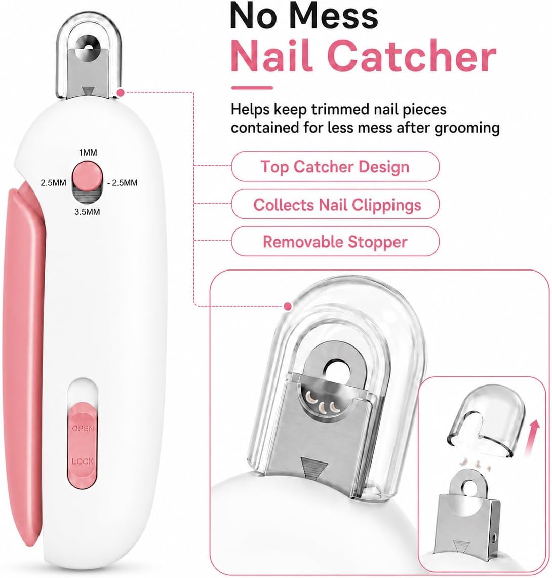 Wanheart Cat Nail Clipper, 4-Size Safety Guard, Nail Catcher & File