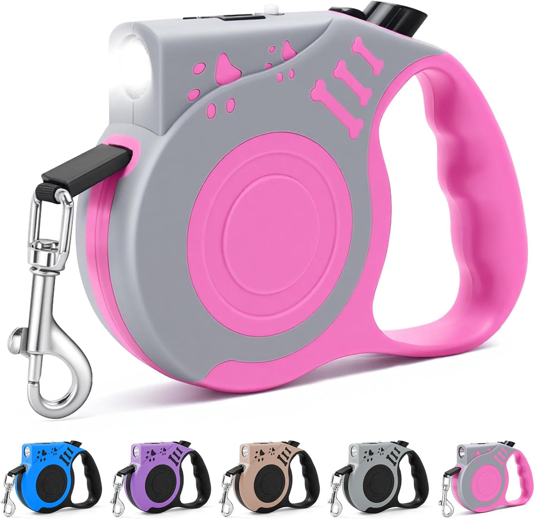 Retractable Dog Leash with USB Rechargeable Flashlight