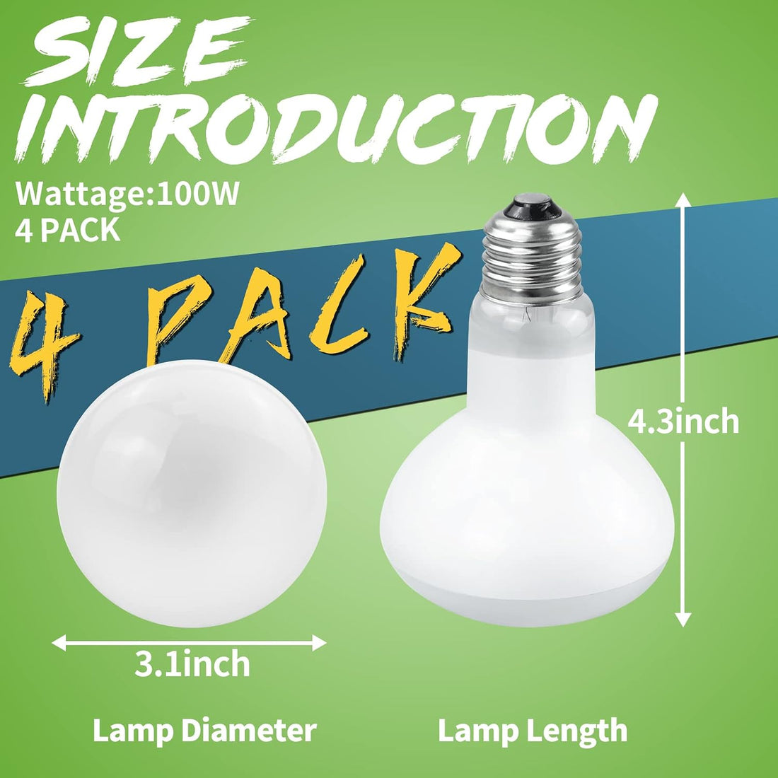 LUCKY HERP 4 Pack 100W Reptile Heat Lamp Bulb