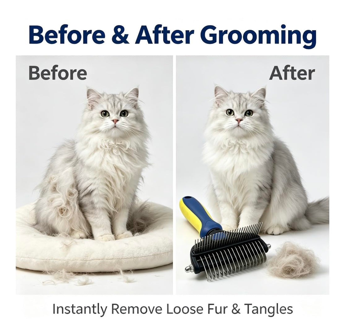 2-in-1 Pet Grooming Comb, Undercoat Rake & Deshedding Brush