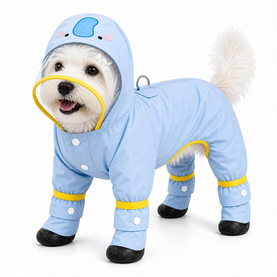 Dog Raincoat with Removable Boots, Clear Hood, Blue, XS (1-3 lb)