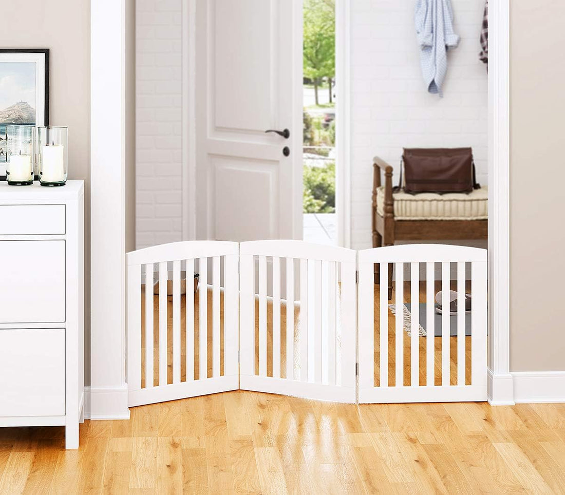 PAWLAND Wooden Freestanding Foldable Pet Gate