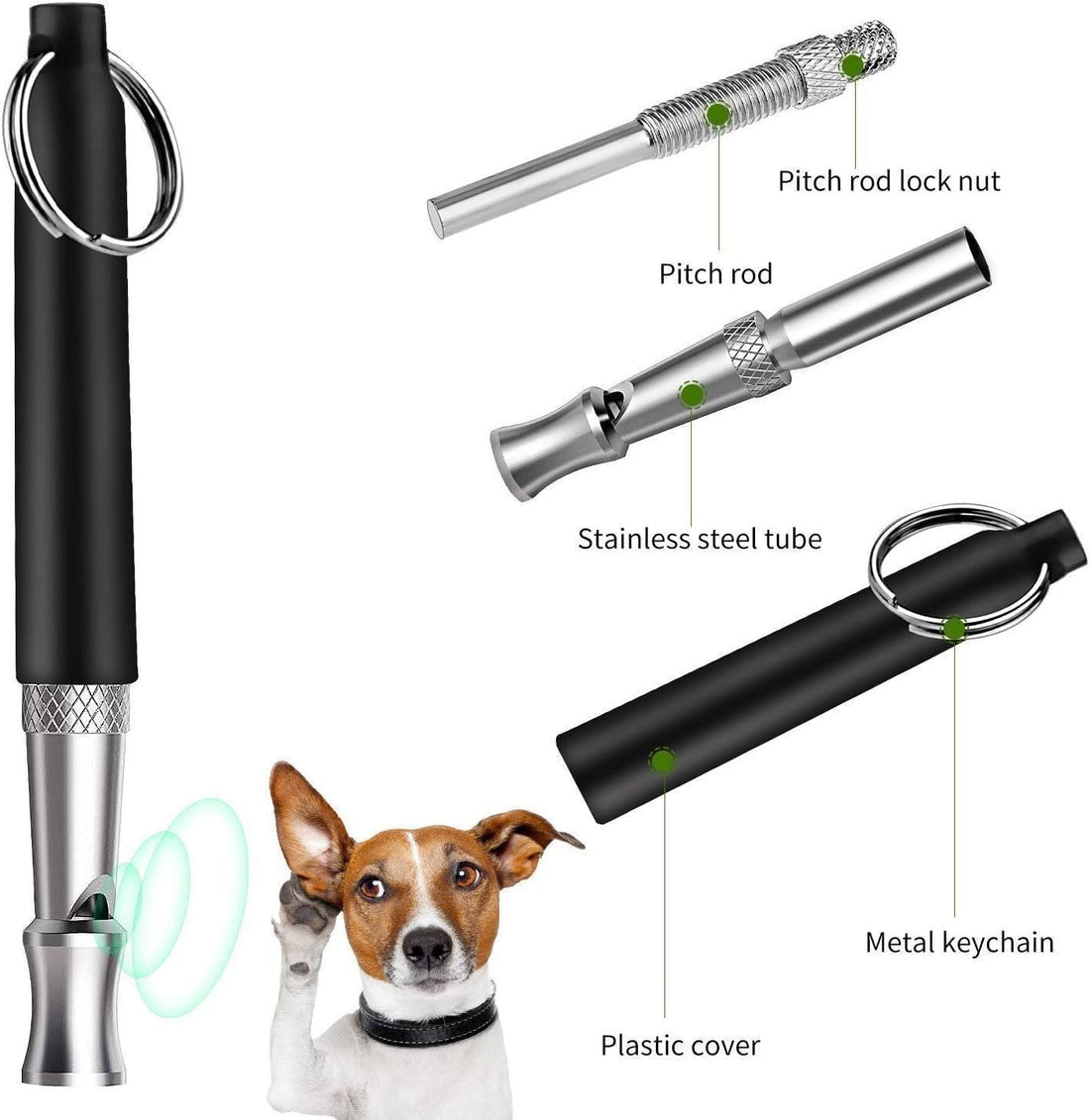 Dog Whistle 2 Pack Adjustable Ultrasonic Silent for Barking & Recall
