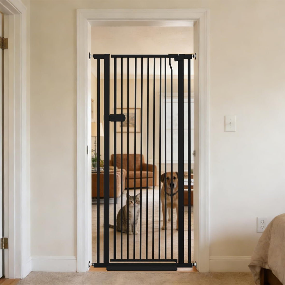Lumizone Extra Tall Cat Gate 61.02" High 29.92"-34.24" Wide Pet Gate
