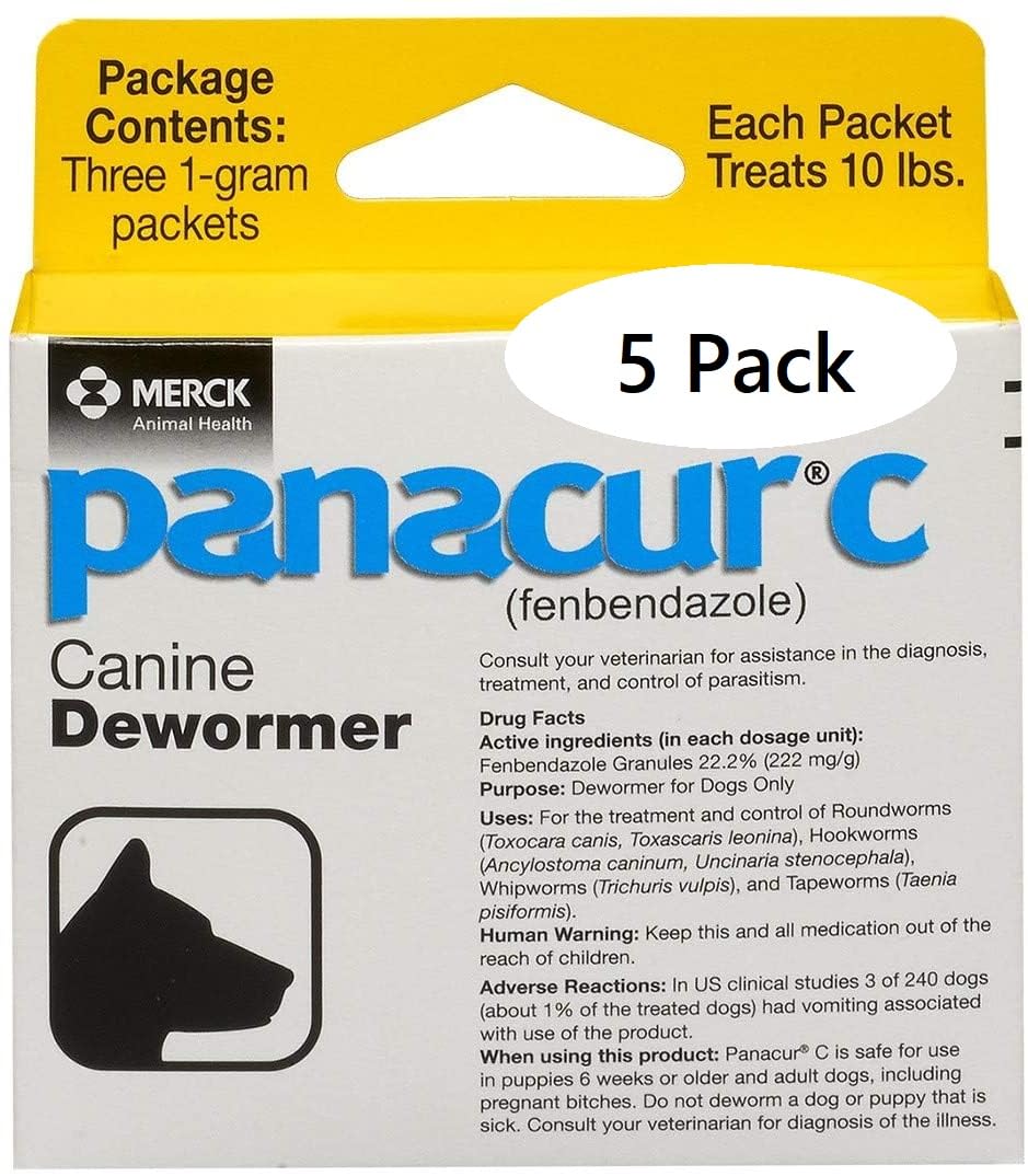 Panacur C Canine Dewormer Dogs 1 Gram Each Packet Treats 10 lbs