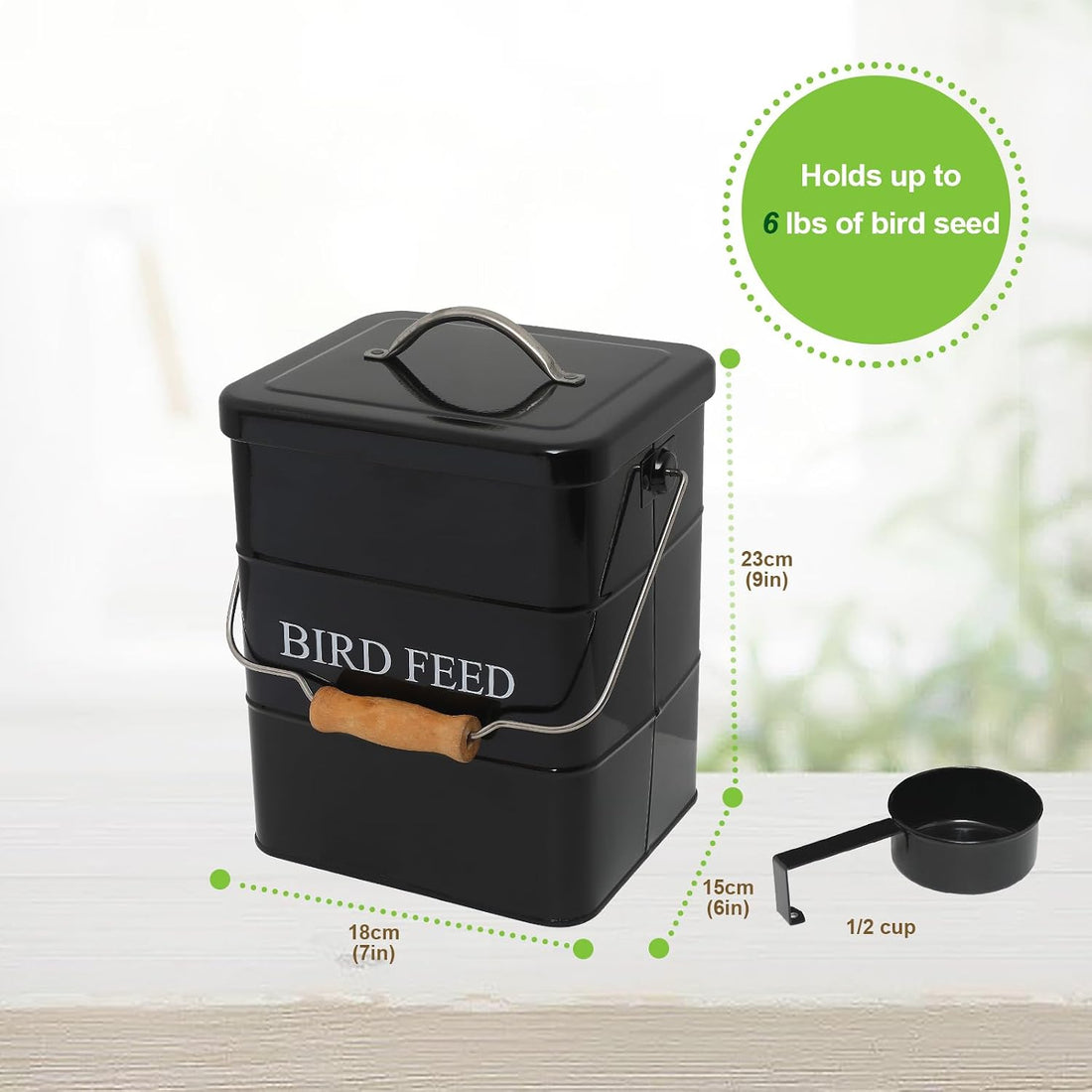 Brabtod Bird Seed Storage Container Airtight,5~6LB Metal Bird Food