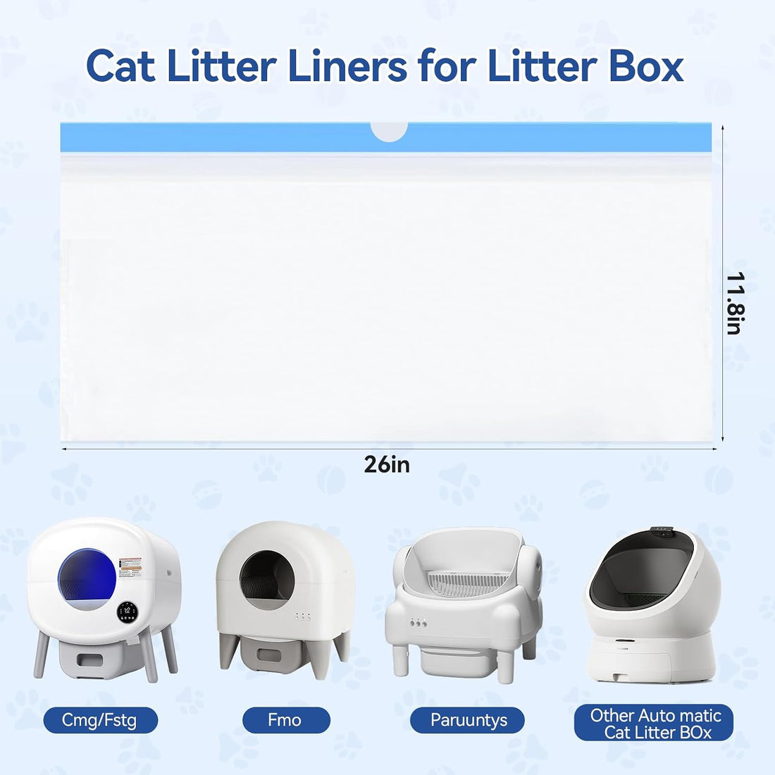 Automatic Litter Box Bags 26"x11.8" for Cmg Fmo Fstg Paru