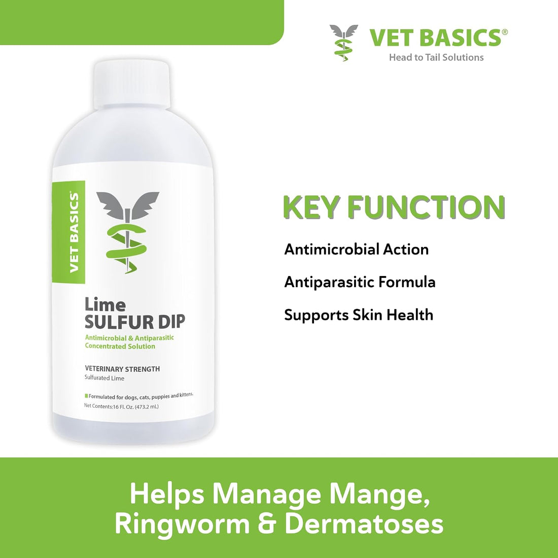 Vet Basics Lime Sulfur Dip for Dogs & Cats, Concentrated Liquid