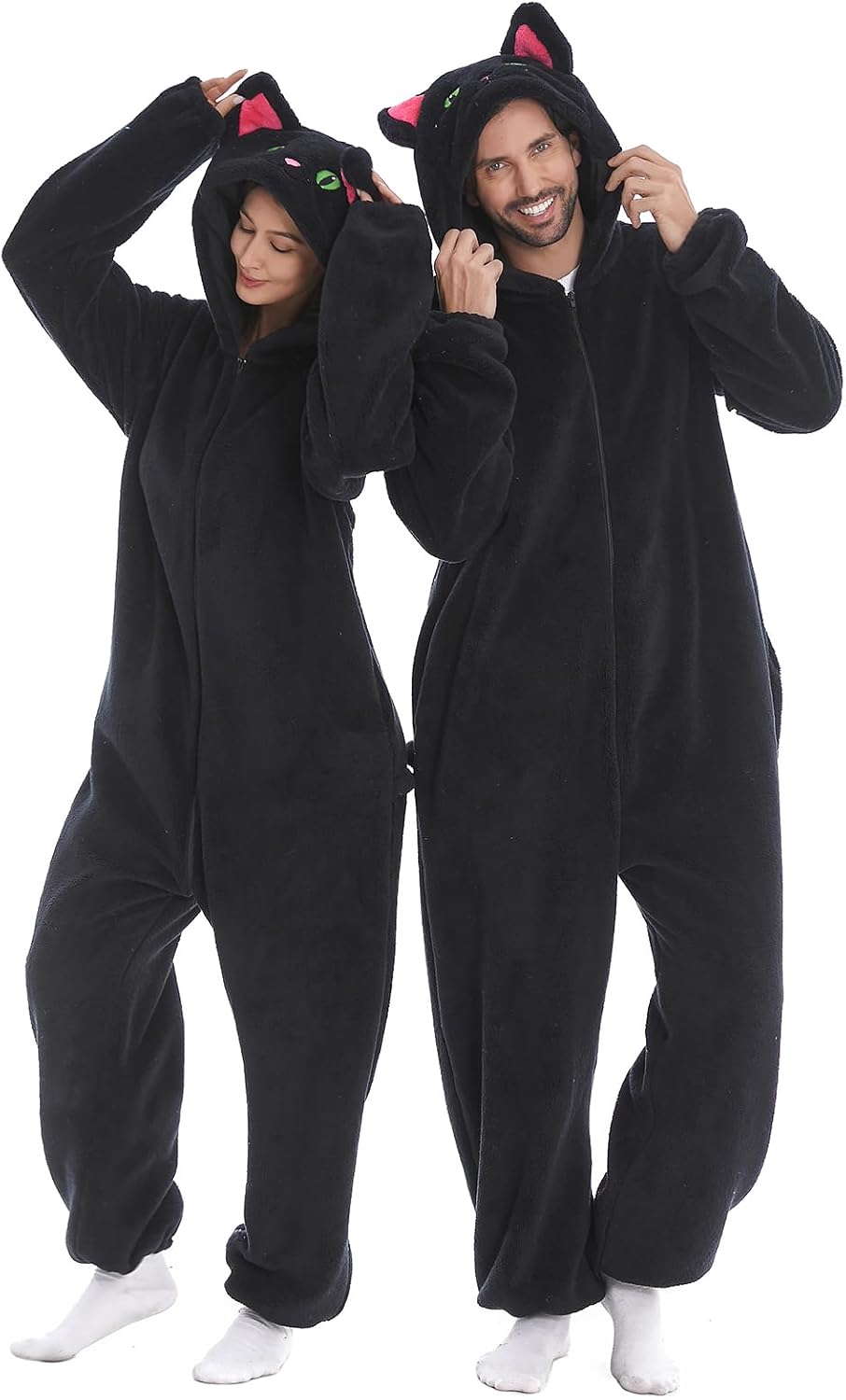 Flannel Fleece Adult Onesies – Fuzzy Onepiece Hood Costume