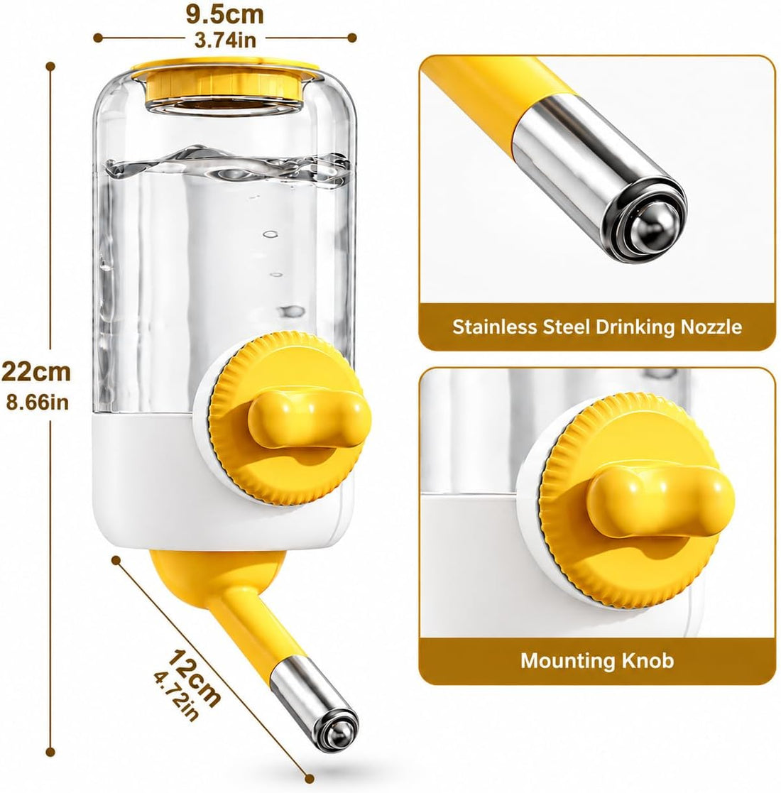 Bunny Water Dispenser for Cages, Guinea Pig Water Bottle No Drip