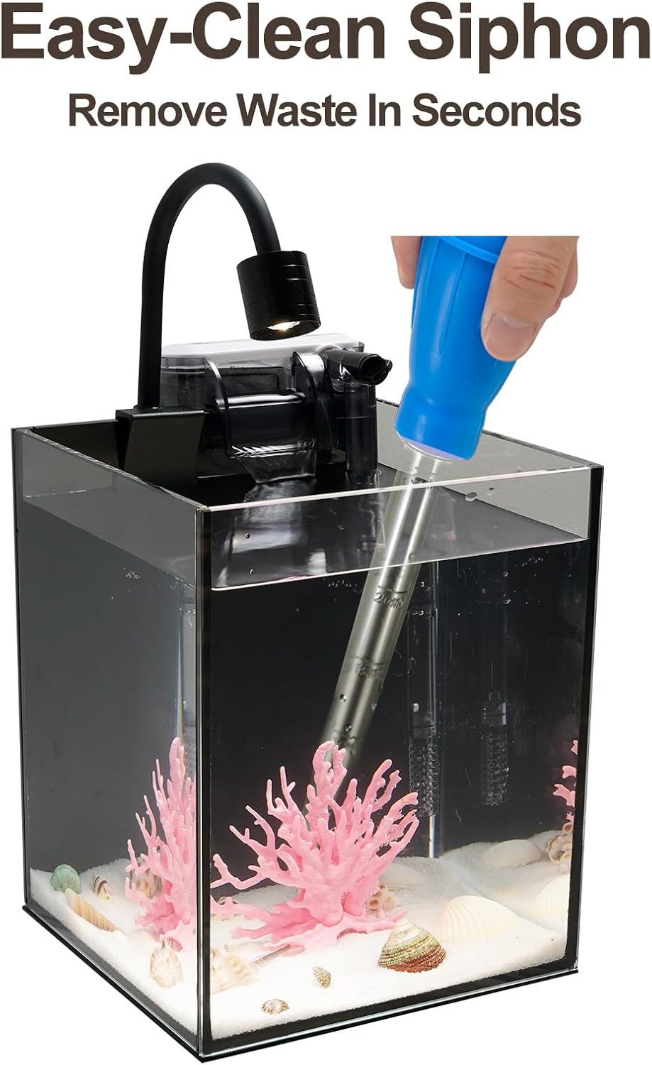 Desktop Aquarium Mini Tank Kit, 1.2 Gallon Rimless Cube with Filter