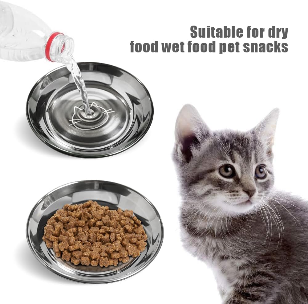 Stainless Steel Cat Bowls Food Dishes for Indoor Cats Cats Shallow