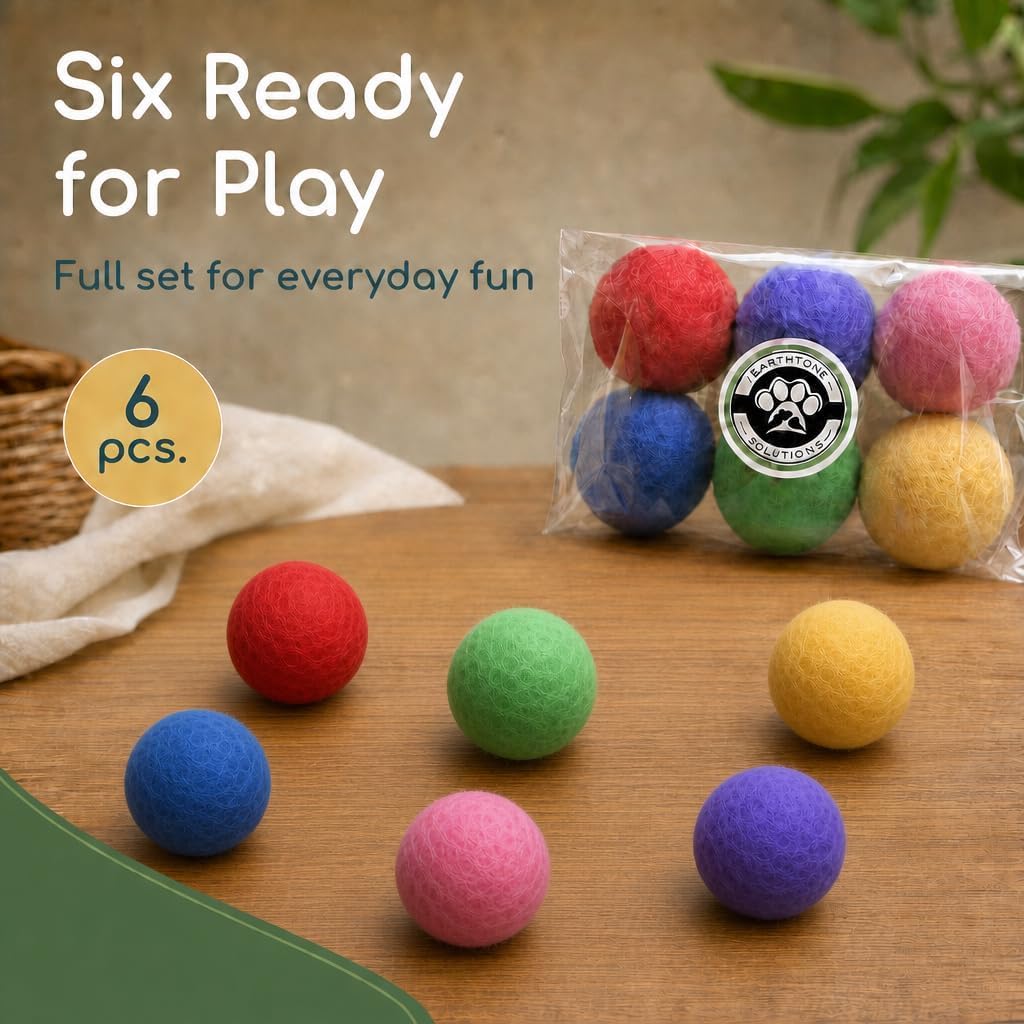 Earthtone Solutions Wool Cat Balls - Safe Silent Felt Ball Toys