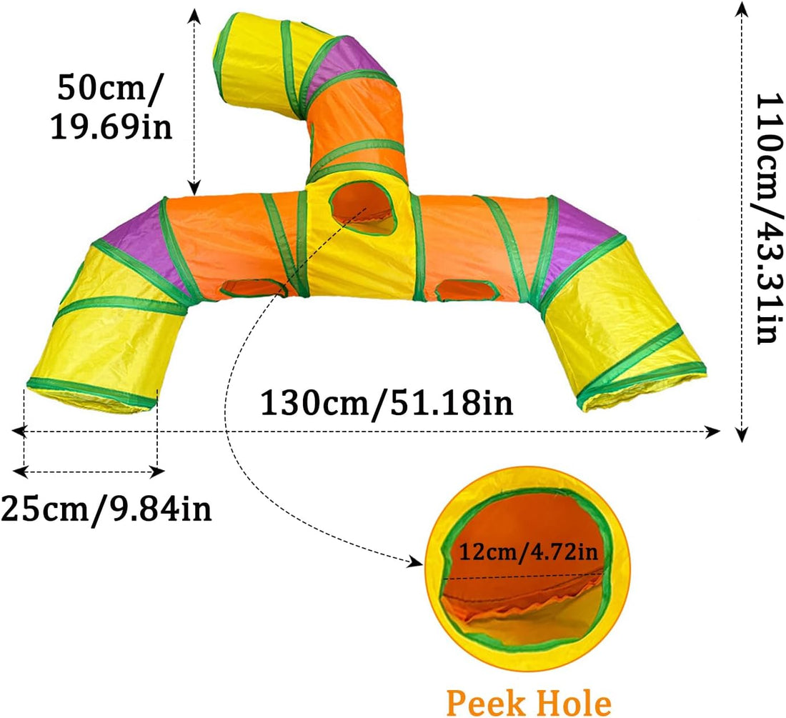 3-Way Cat Tunnels for Indoor Cats with Peek Hole