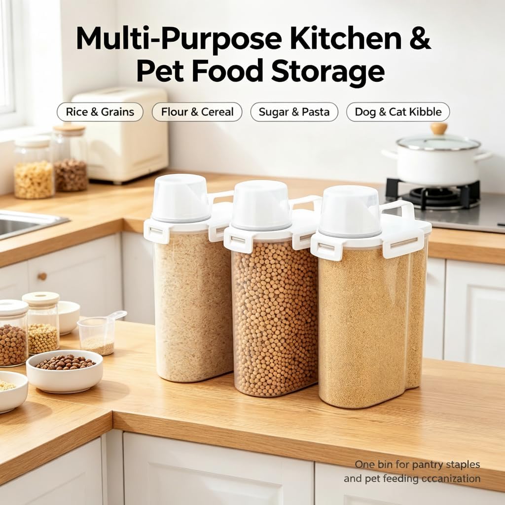 Gagee 4 Pack 3-5 Lb Pet Dog Cat Food Storage Container With Measuring