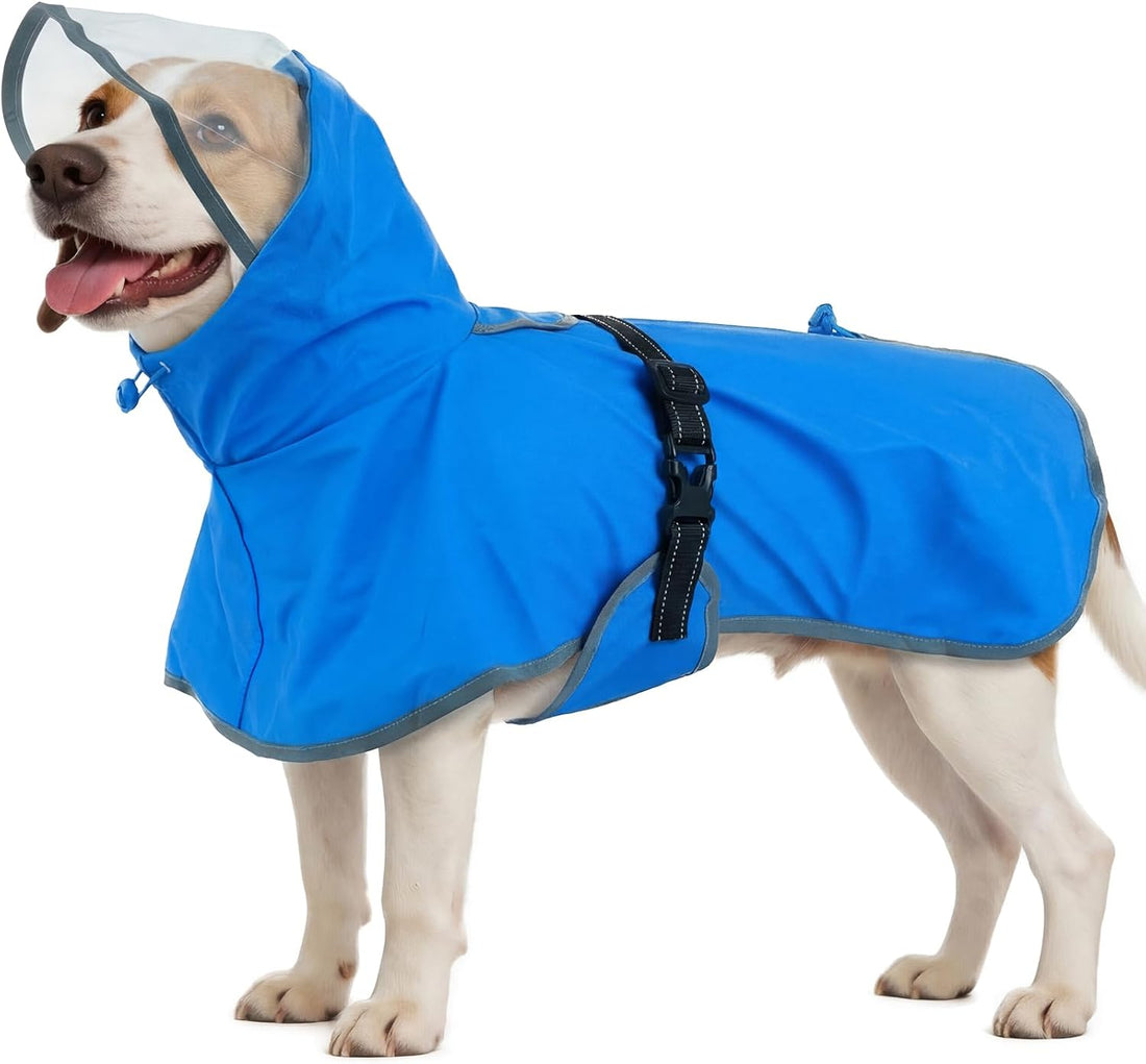 BRKURLEG Dog Raincoat, Waterproof Rain Jacket with Clear Hood