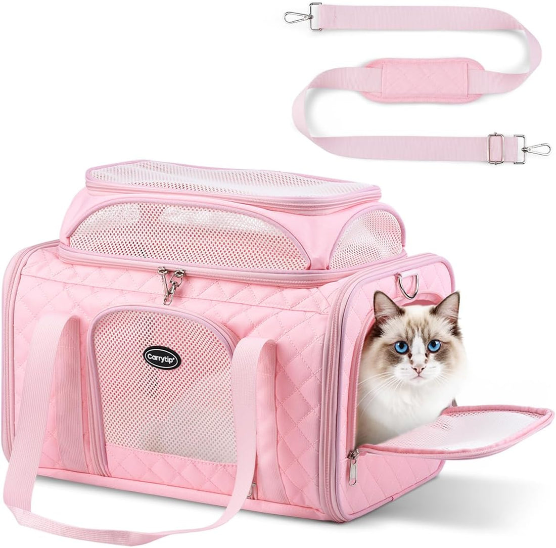 Airline Approved Cat Carrier with Expandable Top, 17x11x9.5 in