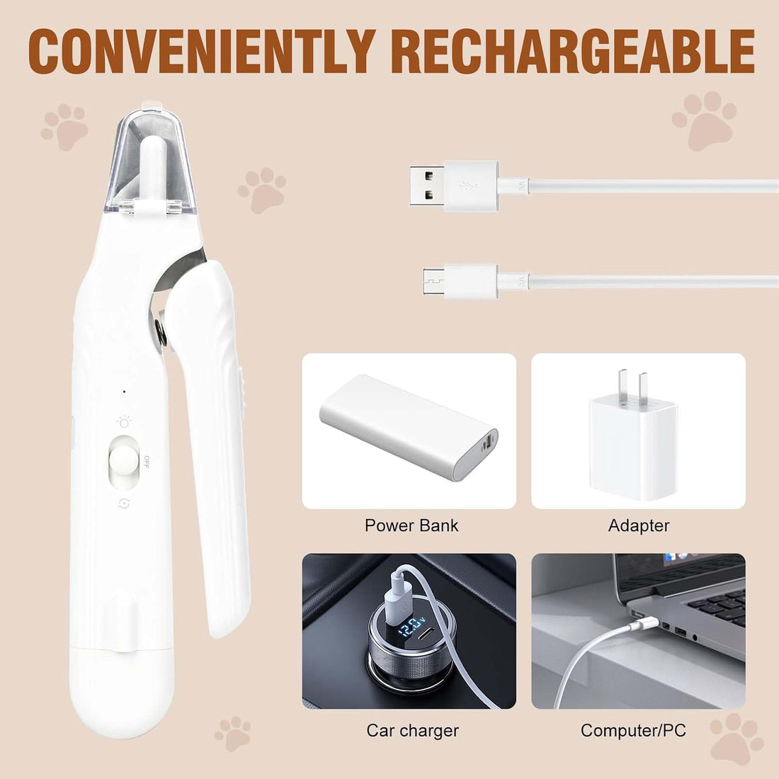 2-in-1 Dog Nail Grinder &Dog Nail Clippers with Light，Cat Nail