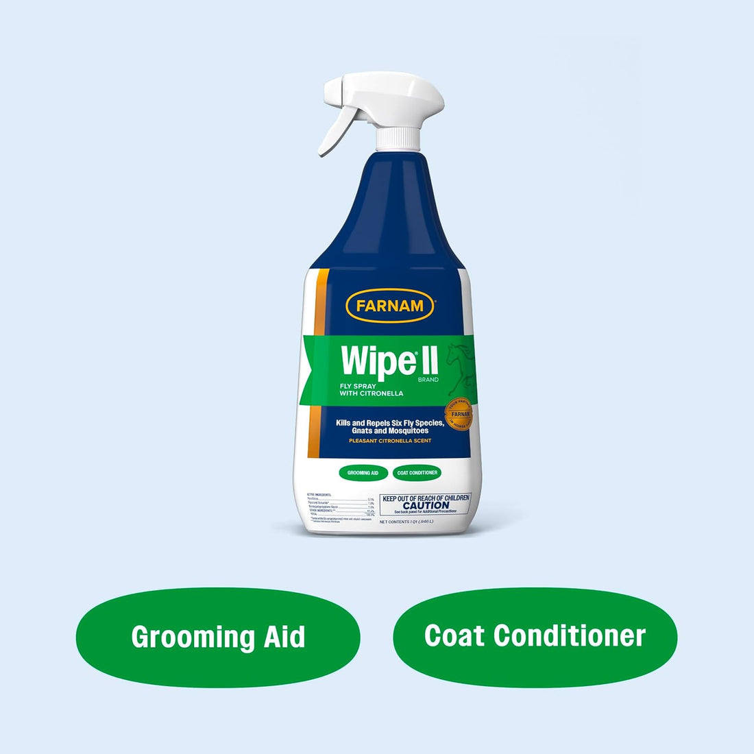 Farnam Wipe II Horse Fly Spray with Citronella, 32 oz Spray