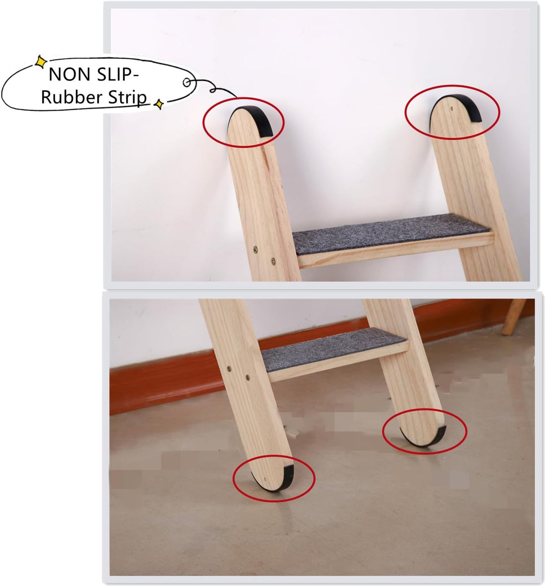 SHENGOCASE Solid Wood Wall Leaning Cat Ladder for Indoor Cats