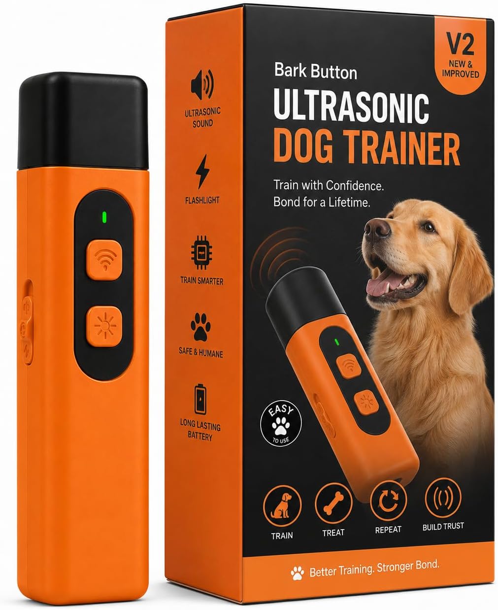 V2 Dog Bark Deterrent Devices- Ultrasonic Sound Trainer for Dogs