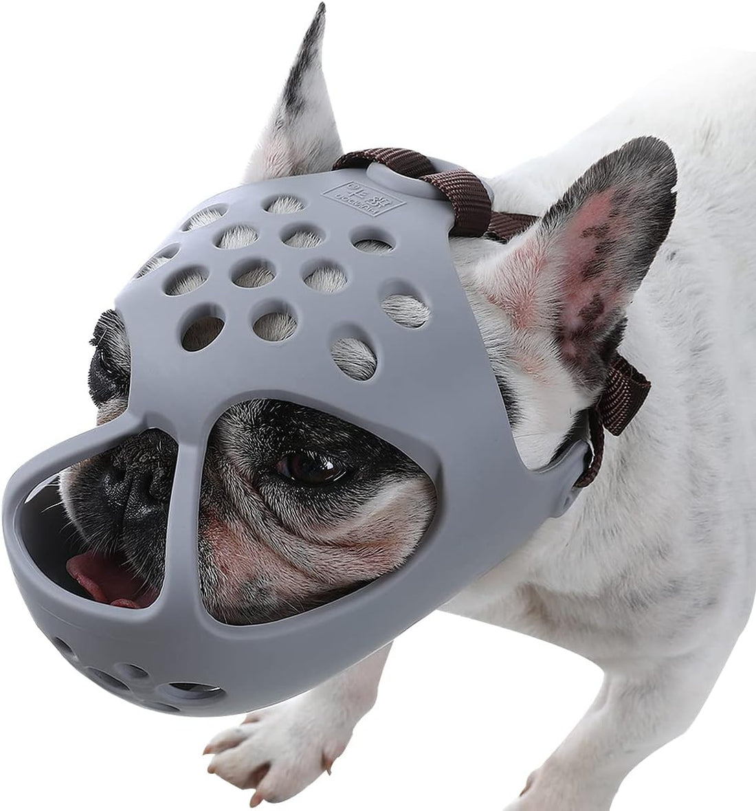 BARKLESS Frenchie Muzzle for Biting, Breathable Short Snout Dog Muzzle