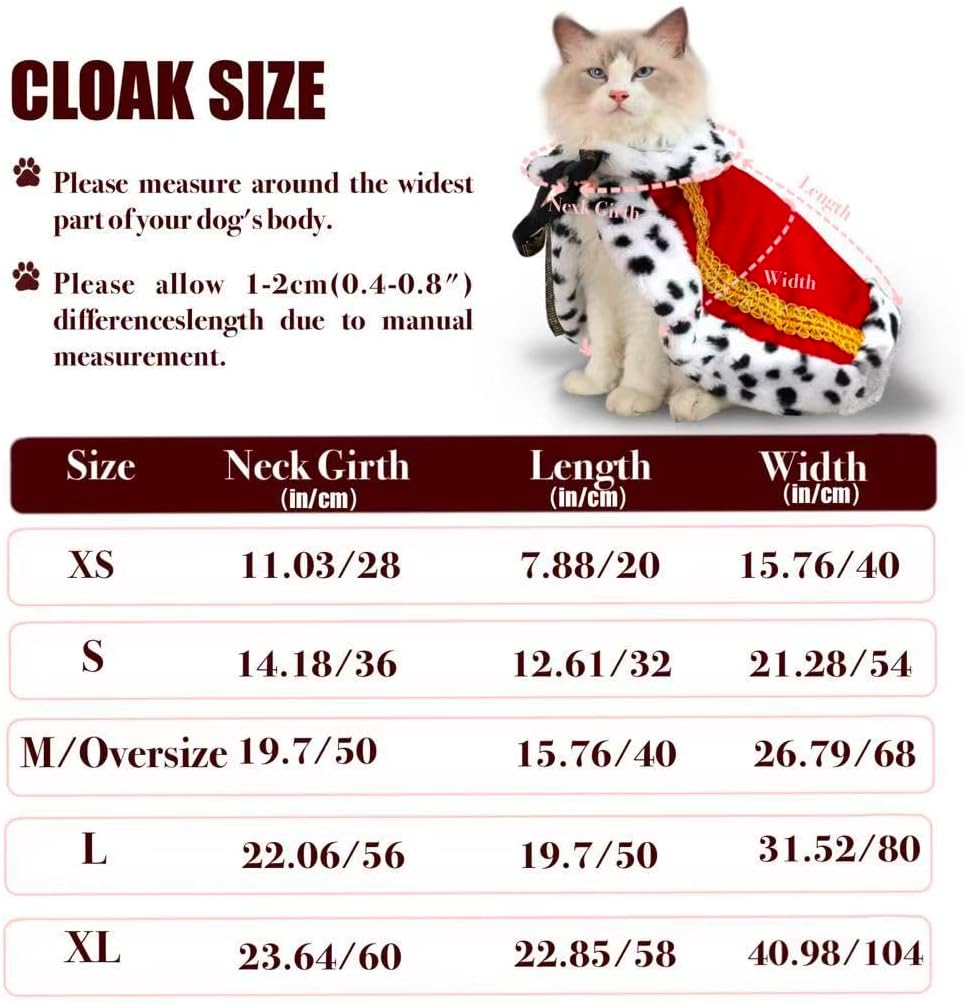 Lovelyshop pet Serial Lux Fur Red Cat Dog Cloak for Halloween Costumes