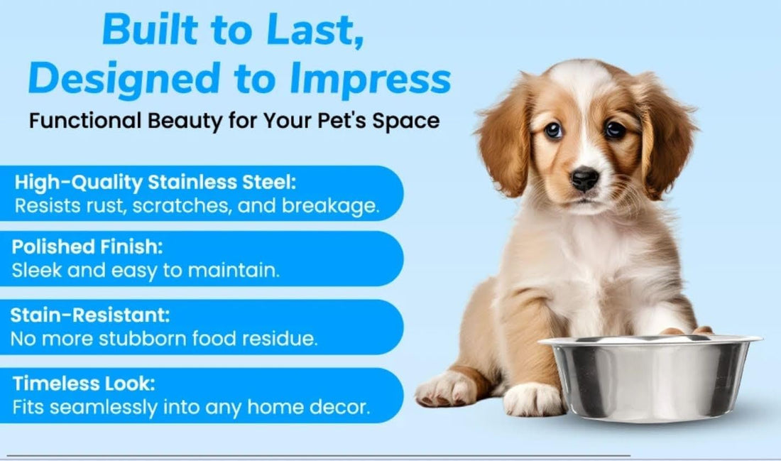 4 Pack - 6.75 Cup Stainless Steel Dog Bowls – Metal Dog Food Bowls