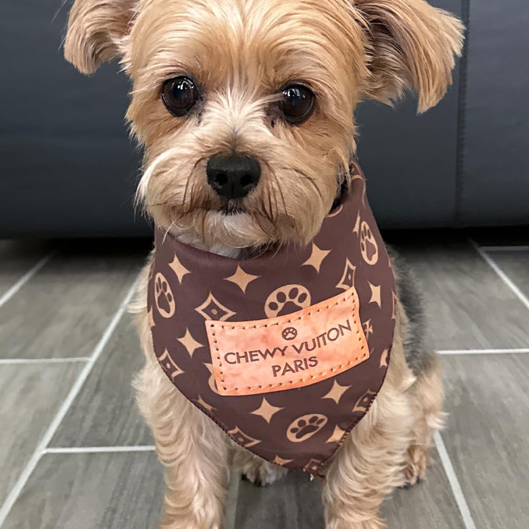 Chewy Vuiton Dog Bandana Designer Fashion Scarf Kerchief for Small