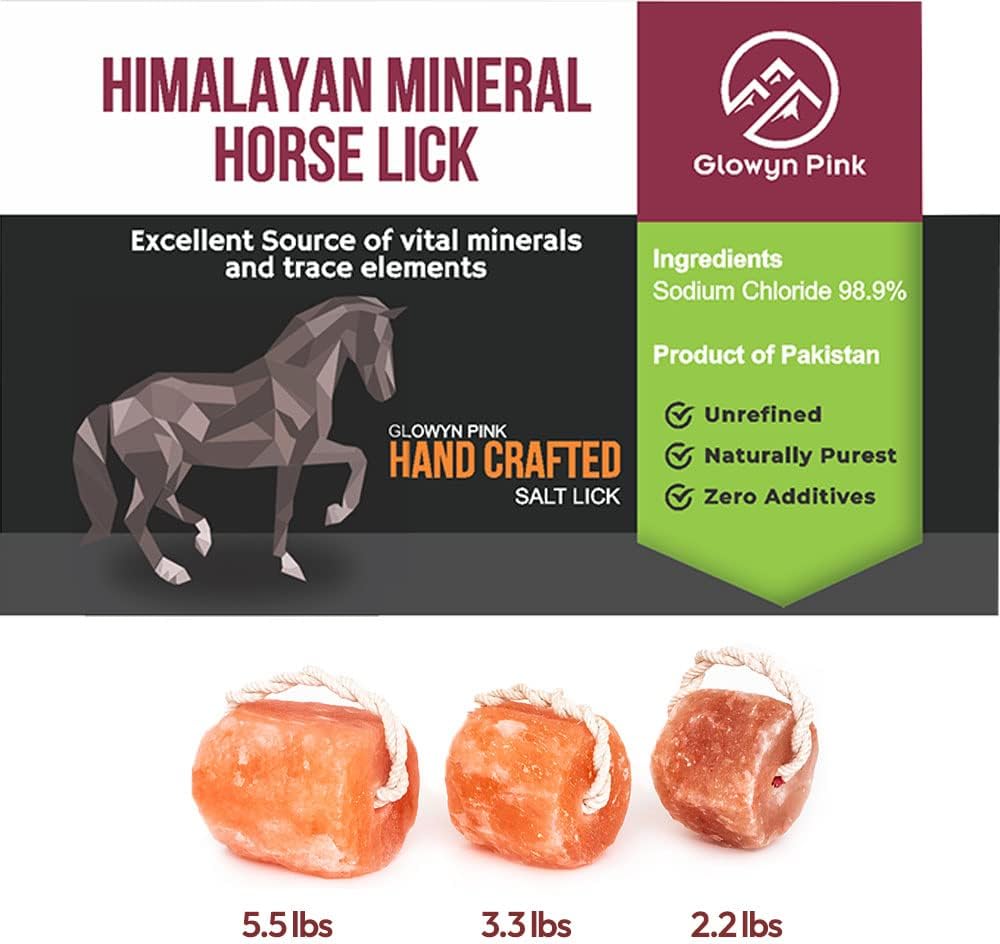 Glowyn Himalayan Salt Lick-Natural Minerals Block on Rope - 4.0 lbs.