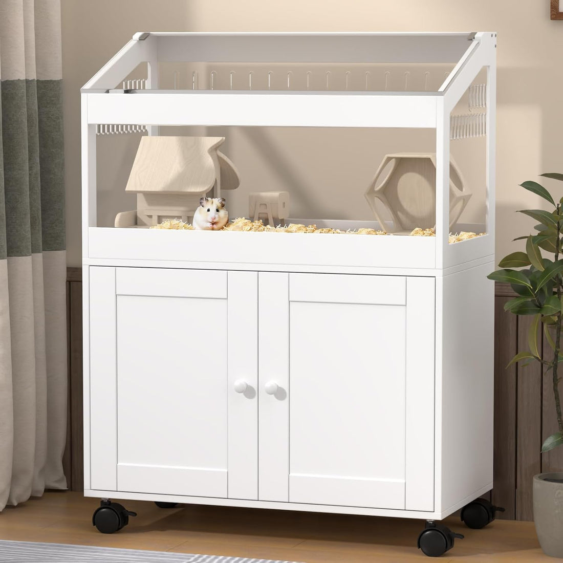 Hamster Cage with Storage Cabinet – Acrylic Panels for 360° Viewing