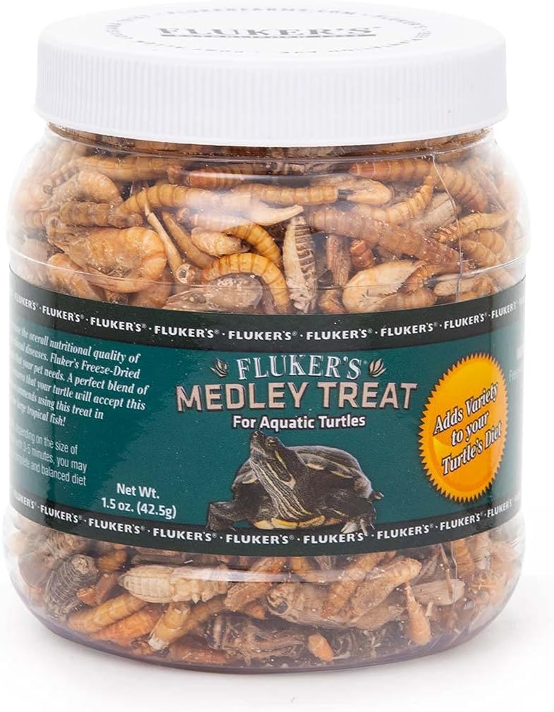 Fluker's Medley Treat for Aquatic Turtles, River Shrimp, Mealworms