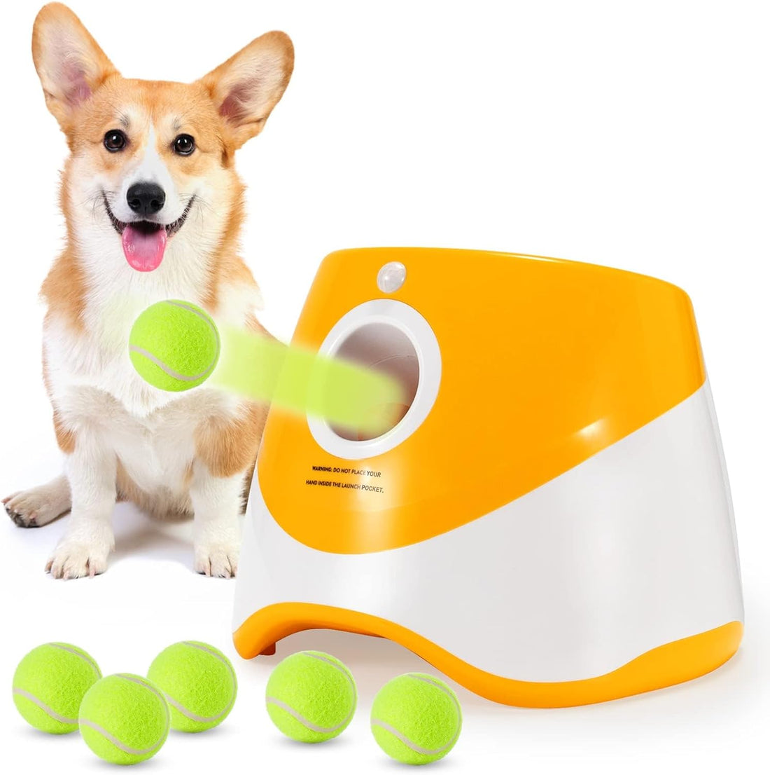 SOCO Automatic Ball Launcher for Dogs, 15 2-Inch Balls, Orange
