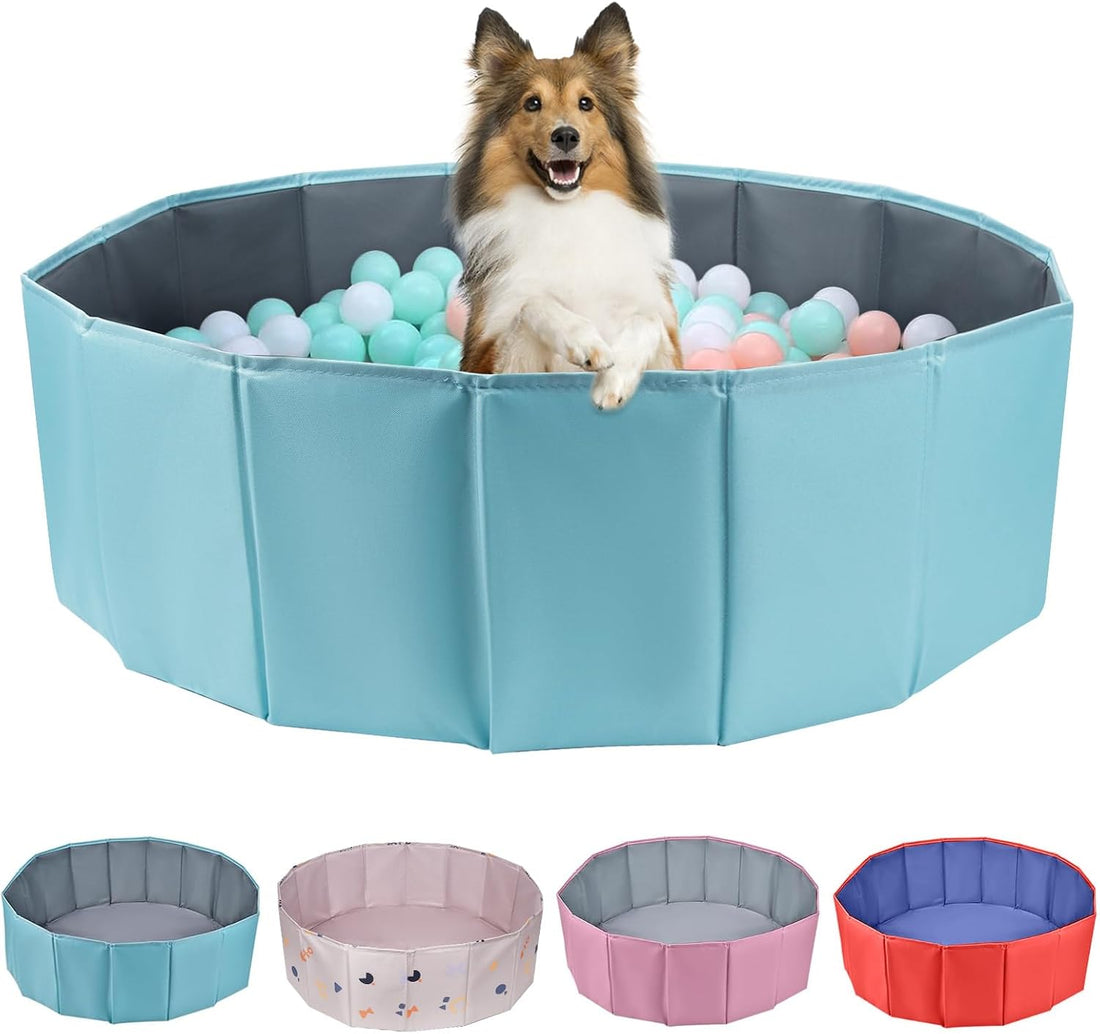 Dog Ball Pit Foldable 39.37 inches in Diameter,No Ball Included,Blue M