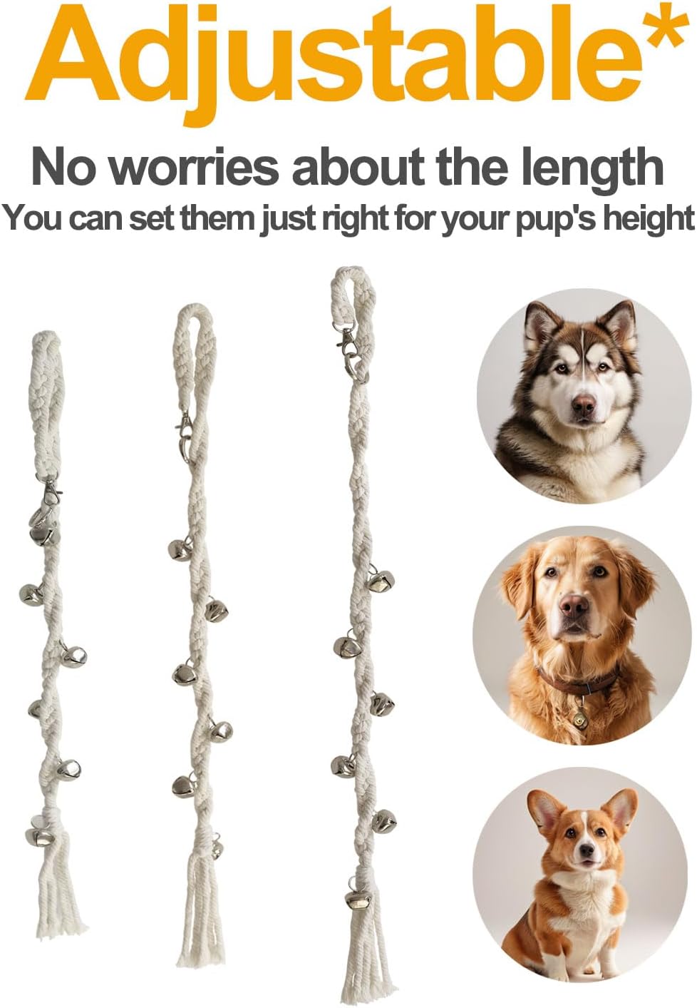 Boho Dog Door Bell for Potty Training to Go Outside Beige