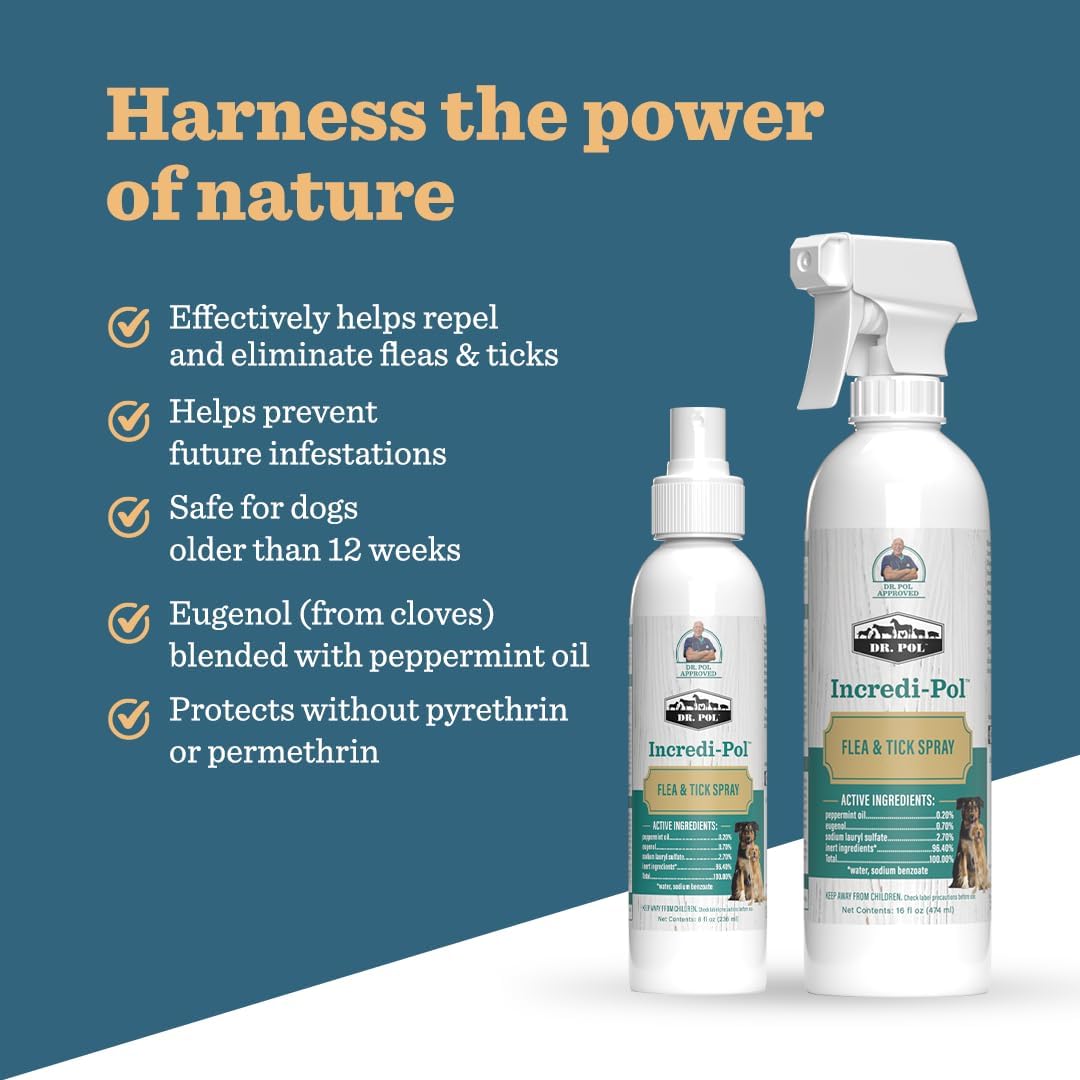 Dr. Pol Flea & Tick Spray for Dogs Repel & Eliminate Larvae
