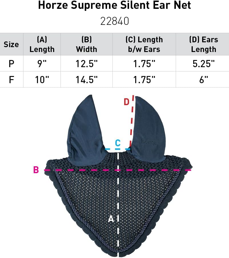 Horze Horse Ear Bonnet, Breathable, Secure Horse Fly Mask with Ears